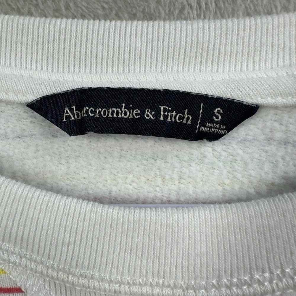 Abercrombie and Fitch Cropped Sweatshirt Women's Size S Rainbow Striped - Picture 2 of 8